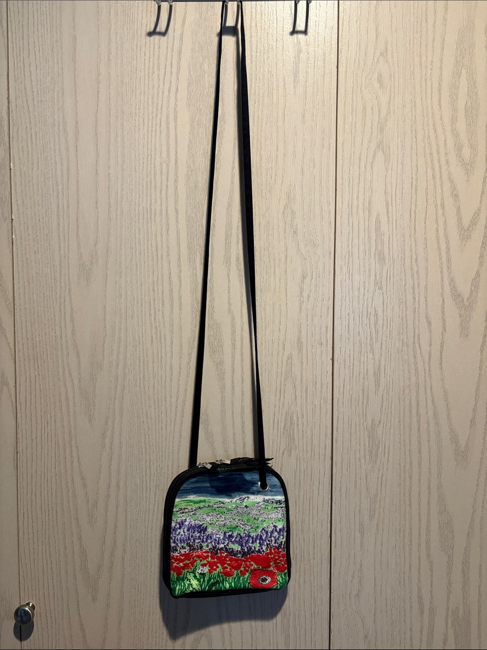 Eco Art Productions Floral Field Crossbody Bag in Black Trim NWOT